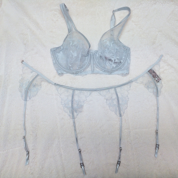 Victoria's Secret Unlined Plunge Bra & Garter Belt - Picture 5 of 6